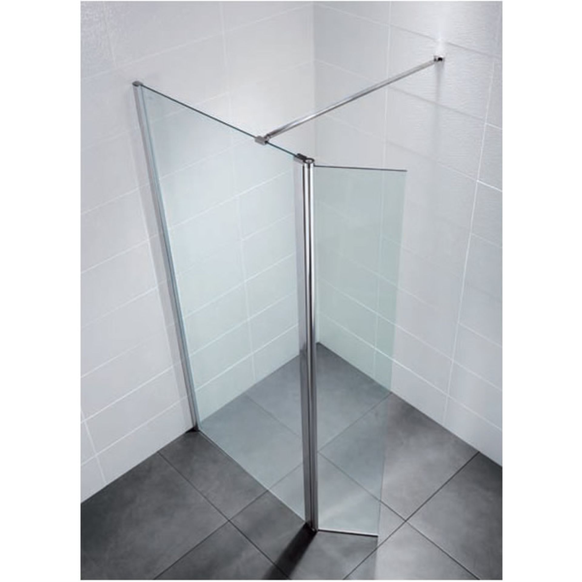 1 x 900x1900mm Glass Shower Panel With 300mm Return Panel - 8mm Safety Glass - Unused Stock -