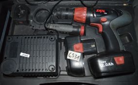 1 x Skill 18v Cordless Drill - Includes Two Batteries, Charger, Case and Accessories - 240v -