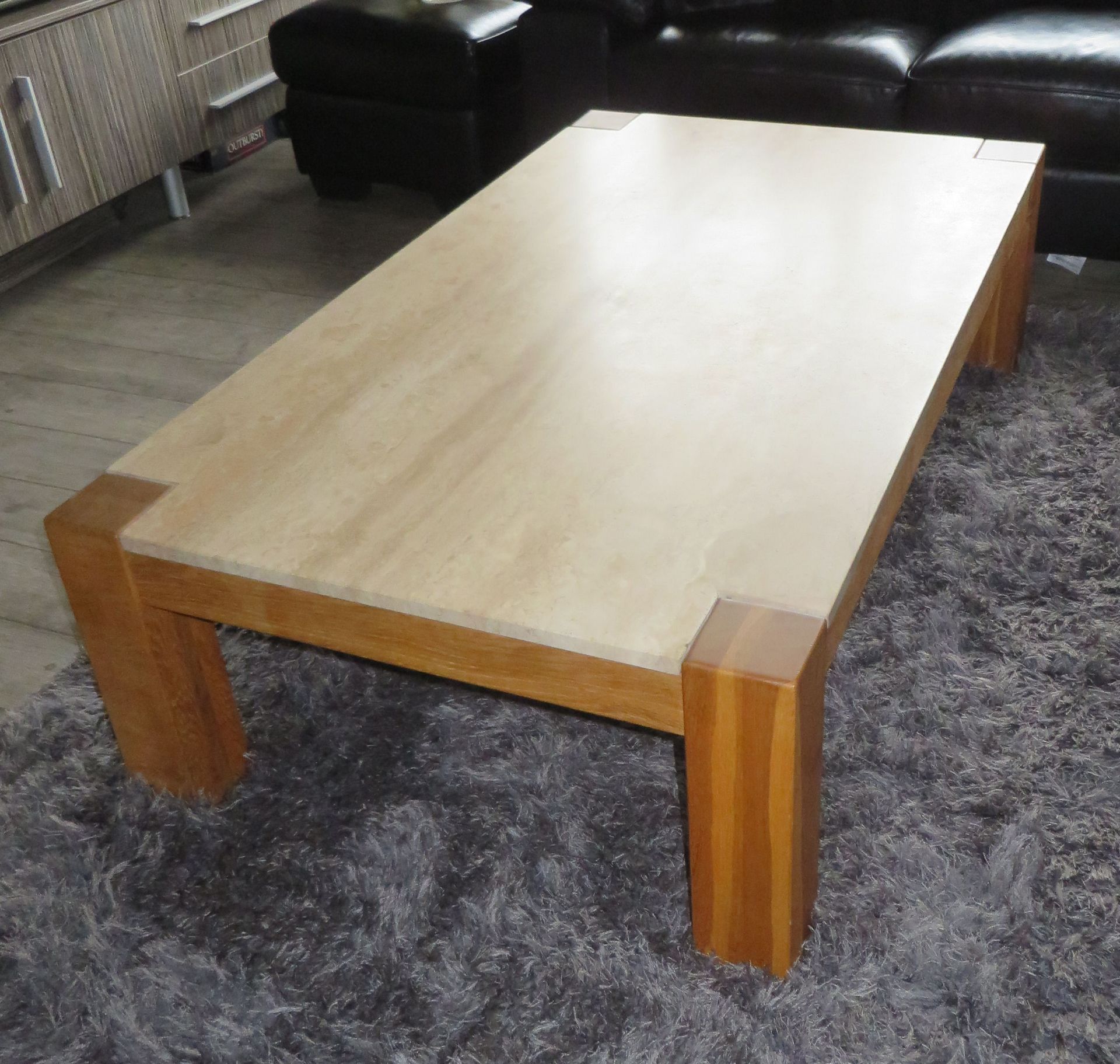 1 x Contemporary Oak and Travertine Coffee Table - CL175 - Location: Altrincham WA14 - NO VAT ON THE - Image 2 of 9