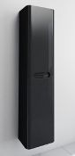 1 x Mode Planet Black Gloss Wall Hung Tall Storage Cabinet With Curved Edges - Unused Stock -