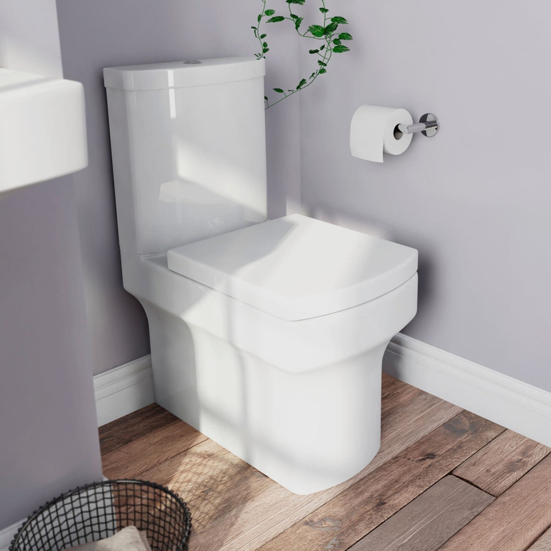 1 x Vermont Close Coupled WC Toilet Pan With Cistern, Cistern Fittings and Soft Close Toilet