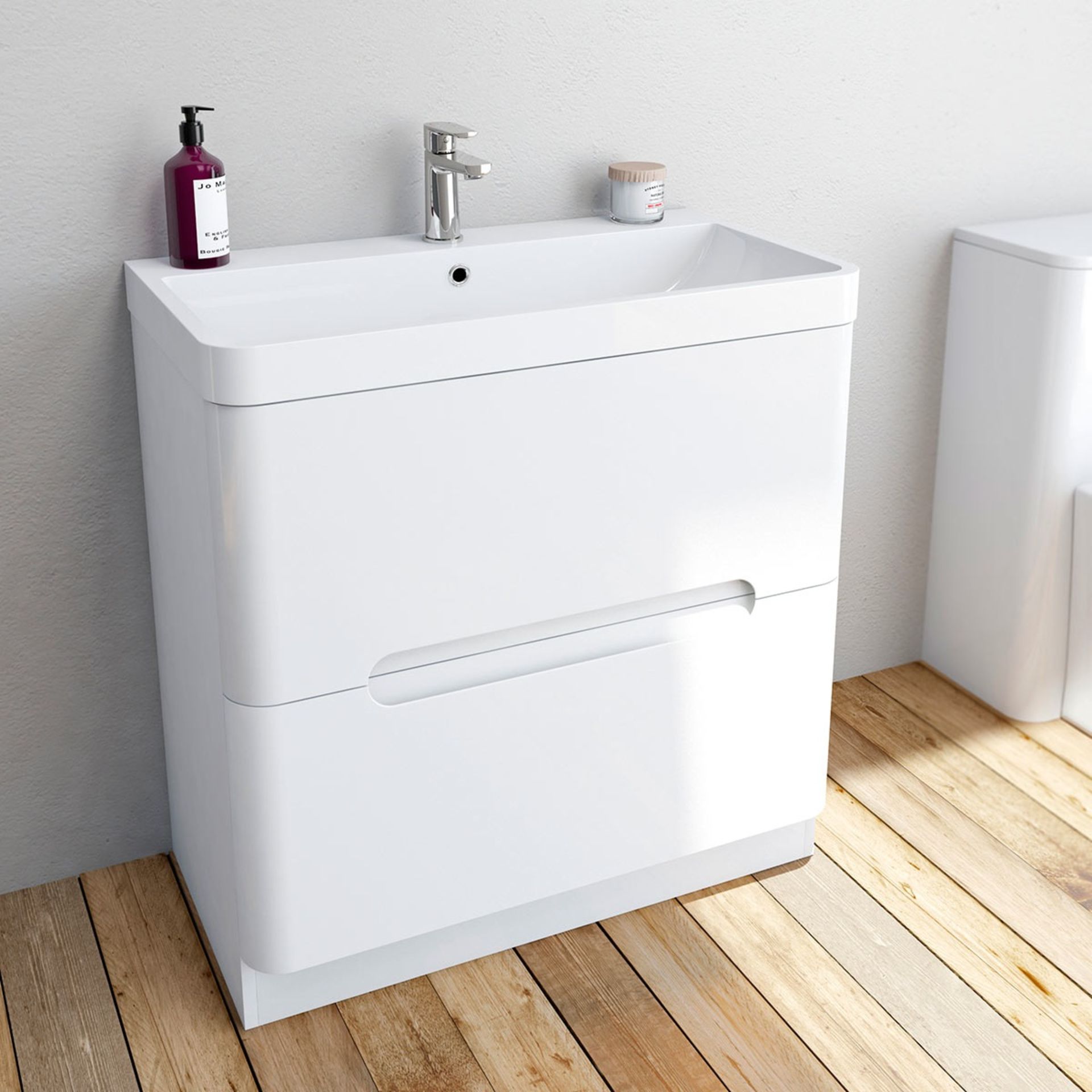 1 x Mode Planet White Gloss Bathroom Suite - Includes 600mm Vanity Soft Close Drawer Unit With - Image 12 of 14