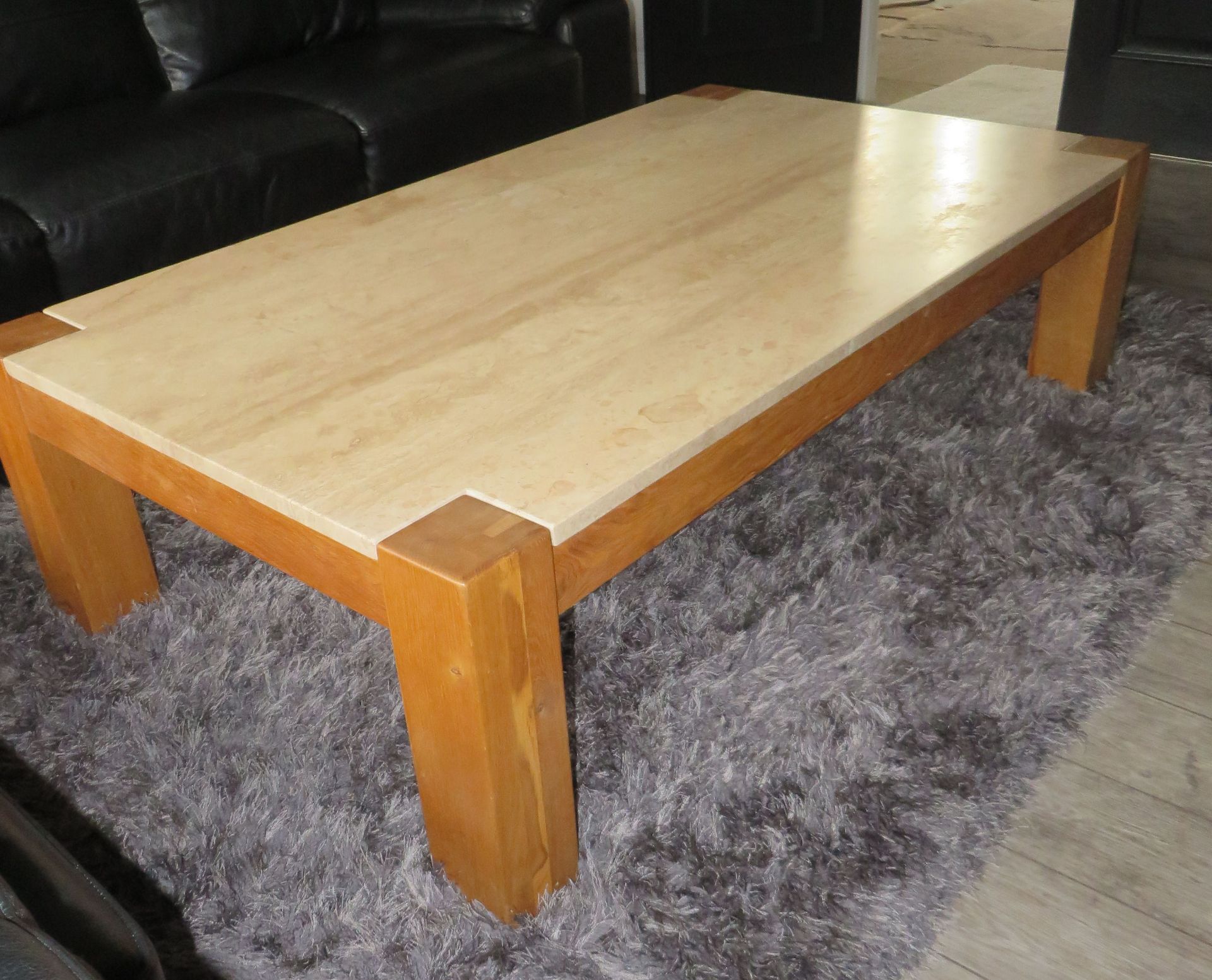 1 x Contemporary Oak and Travertine Coffee Table - CL175 - Location: Altrincham WA14 - NO VAT ON THE - Image 3 of 9