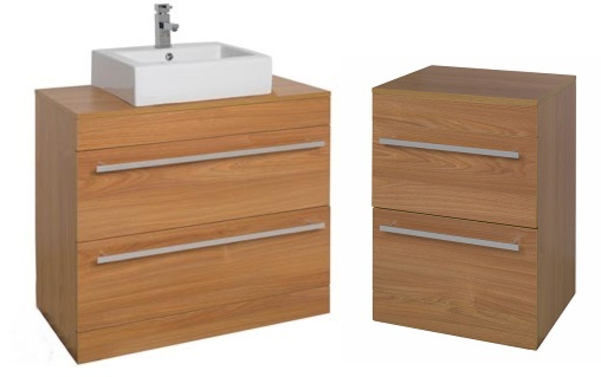 1 x Odessa Bathroom Cabinet Set Including 600mm Vanity Drawer Cabinet and 600mm Storage Cabinet With