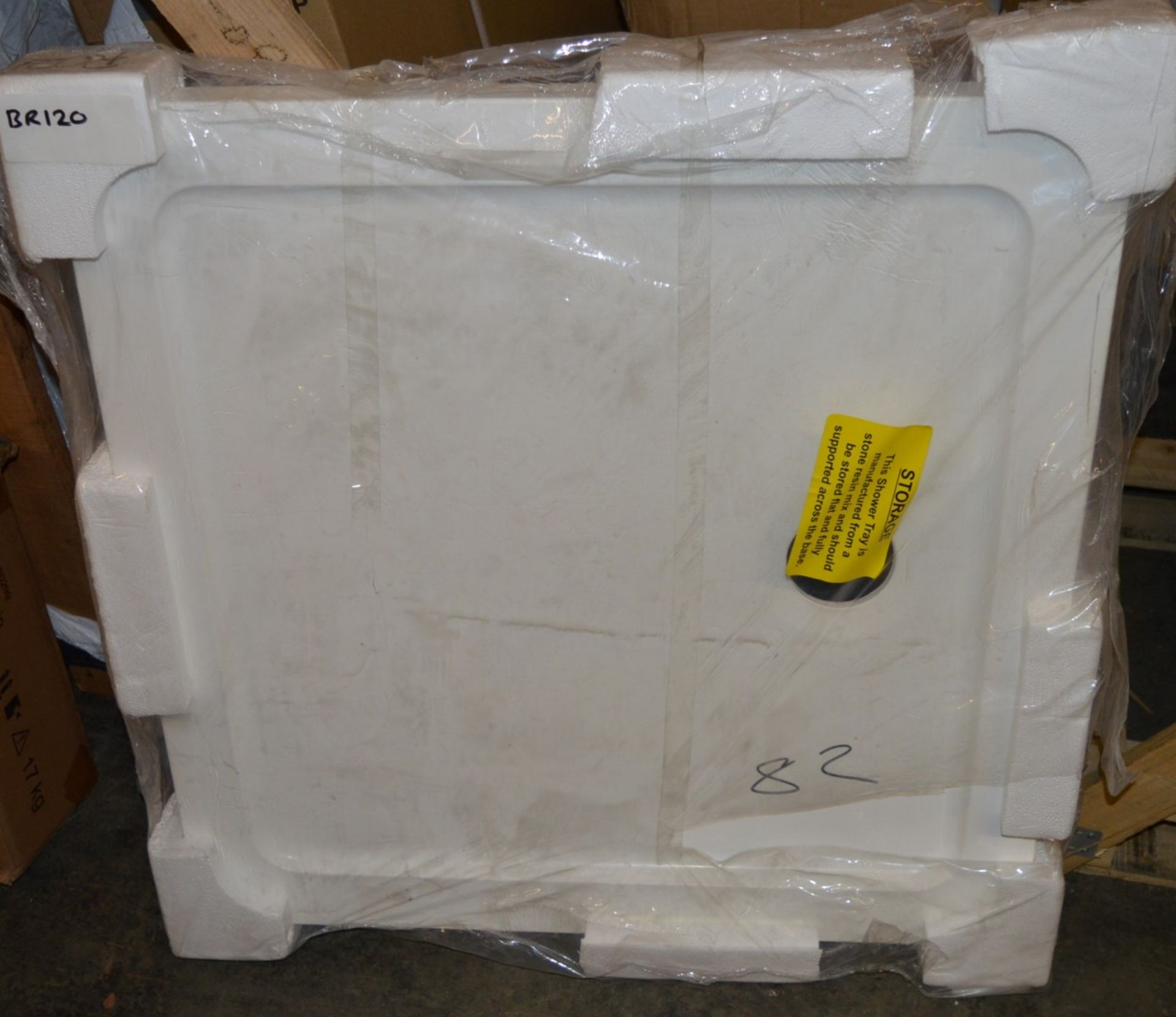 1 x Square Stone Shower Tray - 800x800mm - Type TR02 -  Unused Stock - CL190 - Ref BR120 - Location: