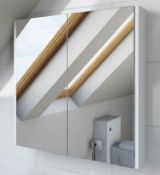 1 x Smart Plan White Two Door Mirrored Bathroom Cabinet - Unused Sealed Stock - 600x600x100mm -
