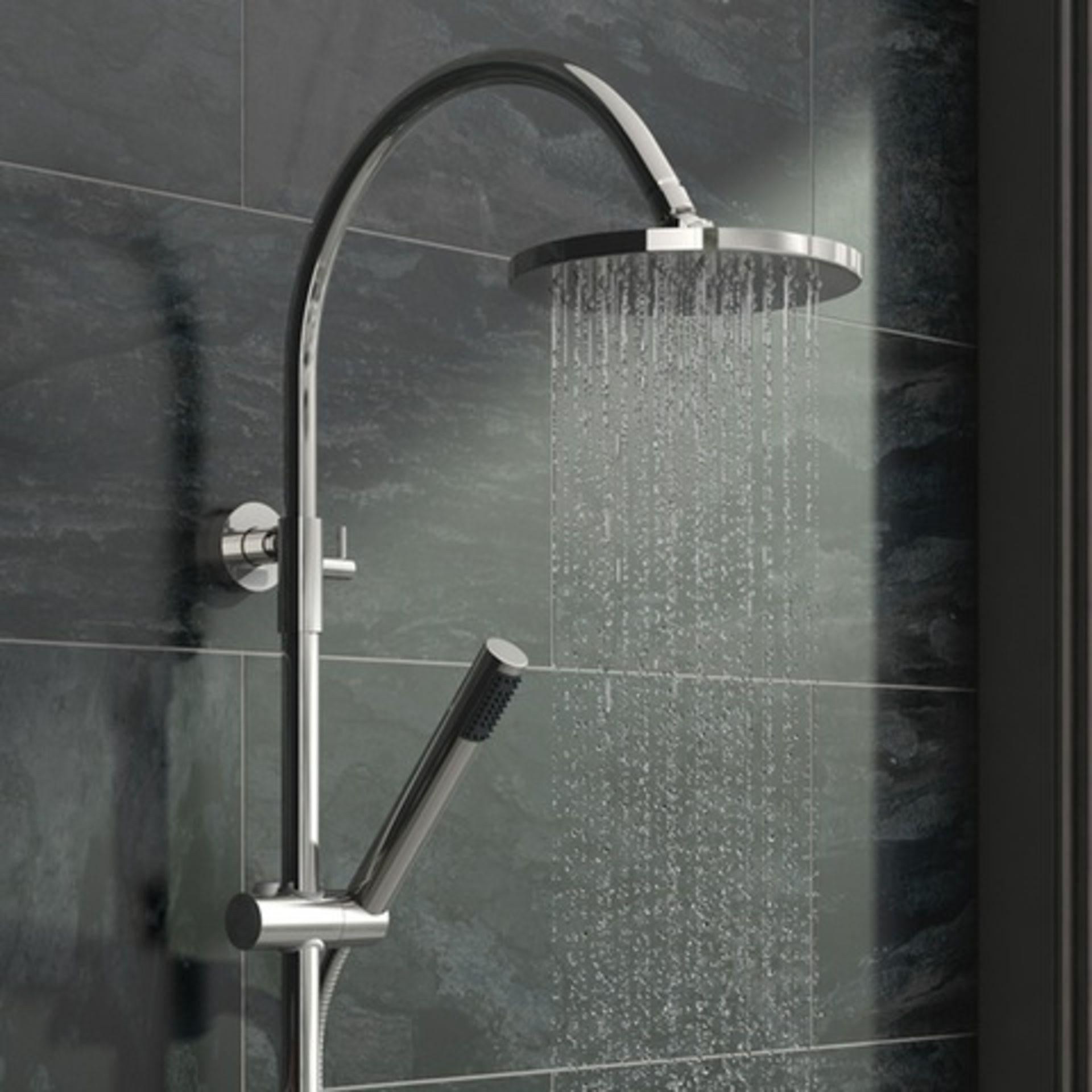 1 x Aria Round Head Thermostatic Riser Shower System - Unused Stock - Contemporary Shower System - Image 8 of 9