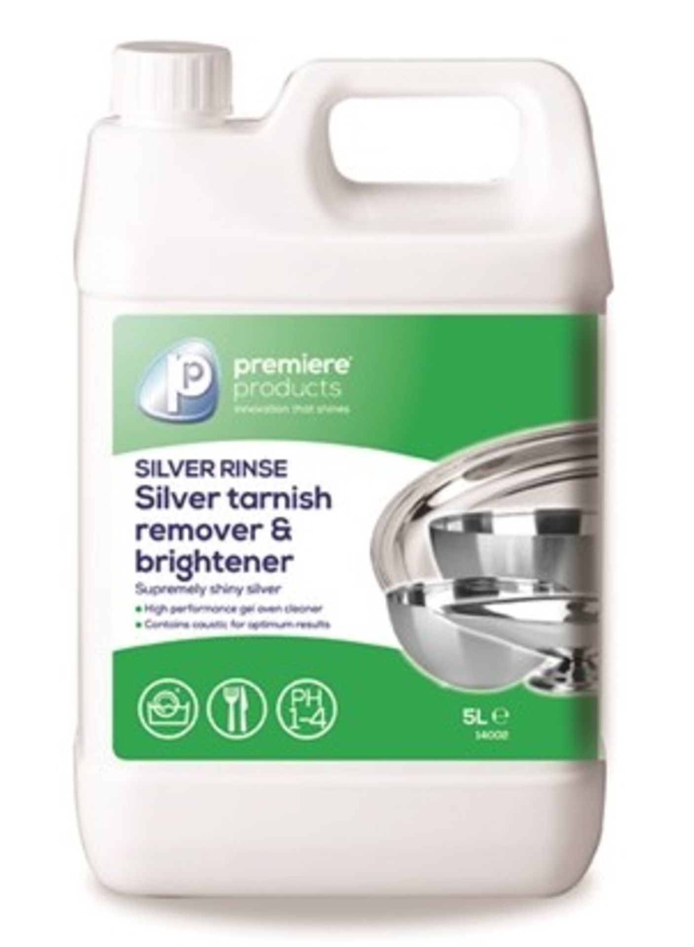 1 x Premiere 5 Litre Silver Rinse Tarnish Remover & Brightener - Premiere Products - Includes 1 x