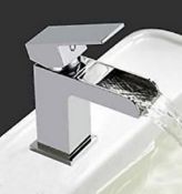 1 x Waterfall Basin Filler Tap - Brass Construction With Contemporary Chrome Finish - Unused Stock -