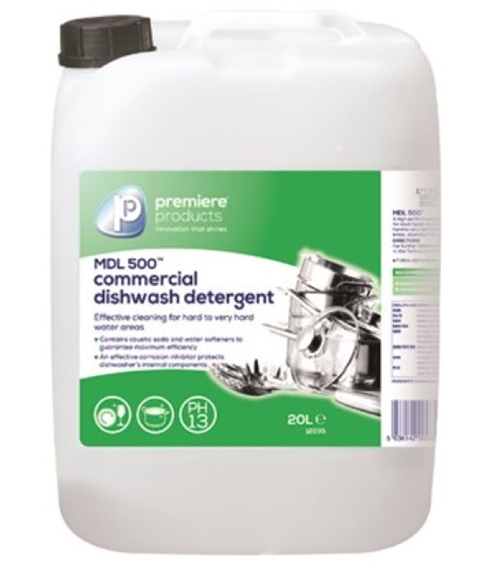 1 x Premiere 20 Litre MDL 500 Commercial Dishwash Detergent - Premiere Products - Includes 1 x 20