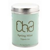 12 x Tins of CHA Organic Tea - SPRING MINT - 100% Natural and Organic - Includes 12 Tins of 25 Round
