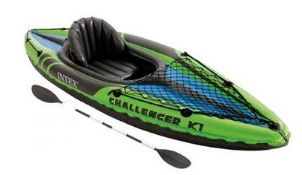 1 x Intex Challenger K1 Kayak Boat Set - Super Tough PVC Material - Includes Aluminum Paddle -
