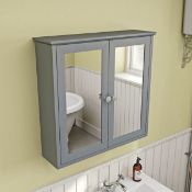 1 x Camberley Wall Hung Mirrored Bathroom Cabinet - H298xW620mm - Contemporary Dove Grey Finish -