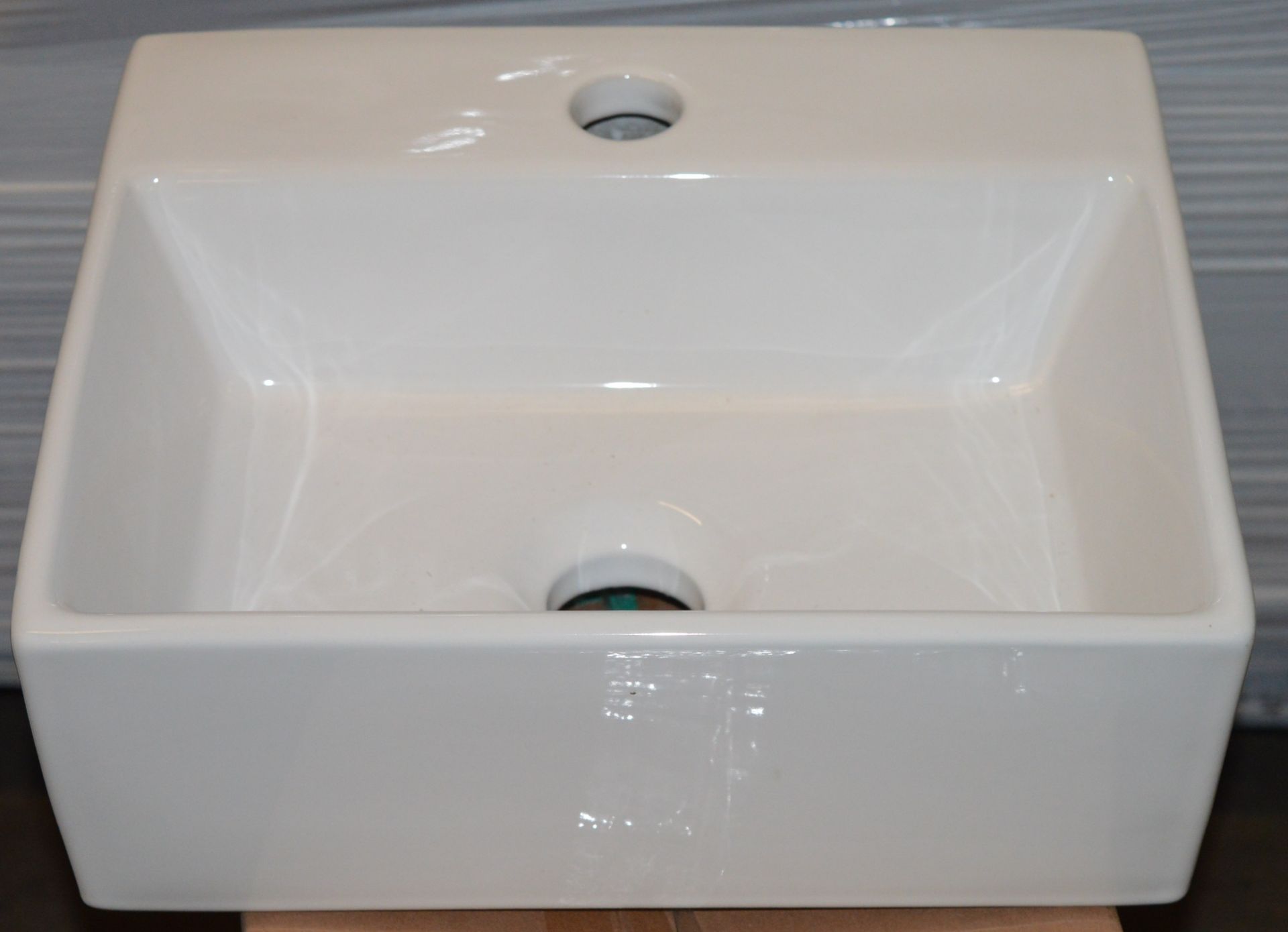 1 x Bologna Wall Mounted Sink Basin - 34x30cms - Unused Stock - CL190 - Ref BR113 - Location: Bolton
