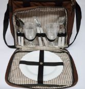 1 x Picnic Set - Stylish Picnic Bag Complete With 2 x Plates, 2 x Cups, 2 x Spoons, 2 x Knives and 2