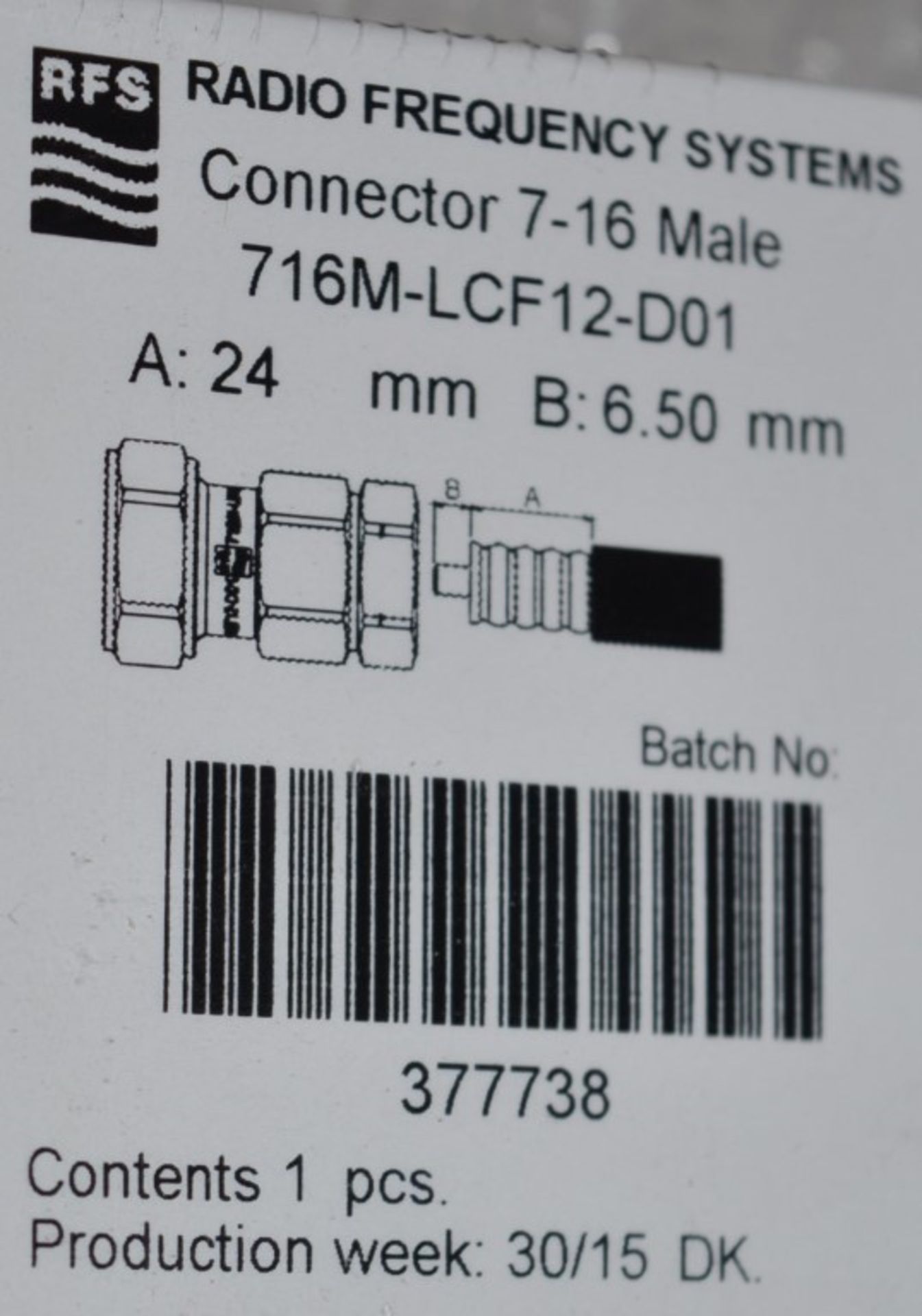 15 x Radio Frequency Systems 7-16 Male Connectors for Coaxial Cable - Type 716M-LCF78-D01 - Brand - Image 4 of 5