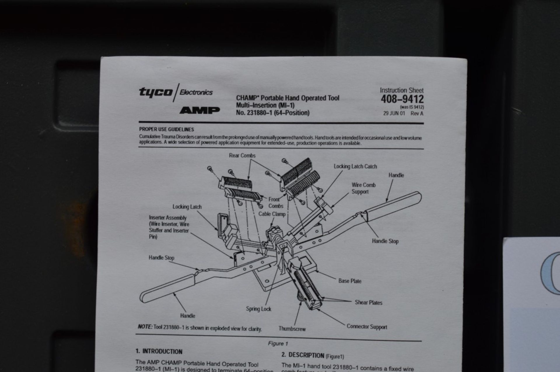 1 x Amp Tyco Champ MI-1 Butterfly Installation Tool - With Case, Instructions and Certificate - - Image 10 of 16