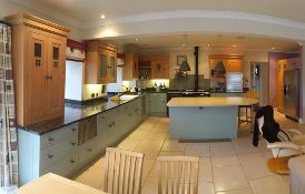 1 x Bespoke Solid Wood Kitchen With Granite Worktops, Integrated Appliances and Corian Breakfast Bar