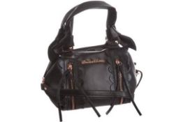 1 x Zandra Rhodes Tasmin 01 Grab Shoulder Bag in Black - PU Leather With Snake Skin Efect - New