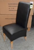 2 x Black Faux Leather Dining Chairs - Seating Dimensions: W44 x D60 x Height 106cm, Seat Height