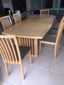 1 x Skovby Extending Dining Table and Chairs - Length 175 (255cm Extended) x Width 100 x Height 75cm