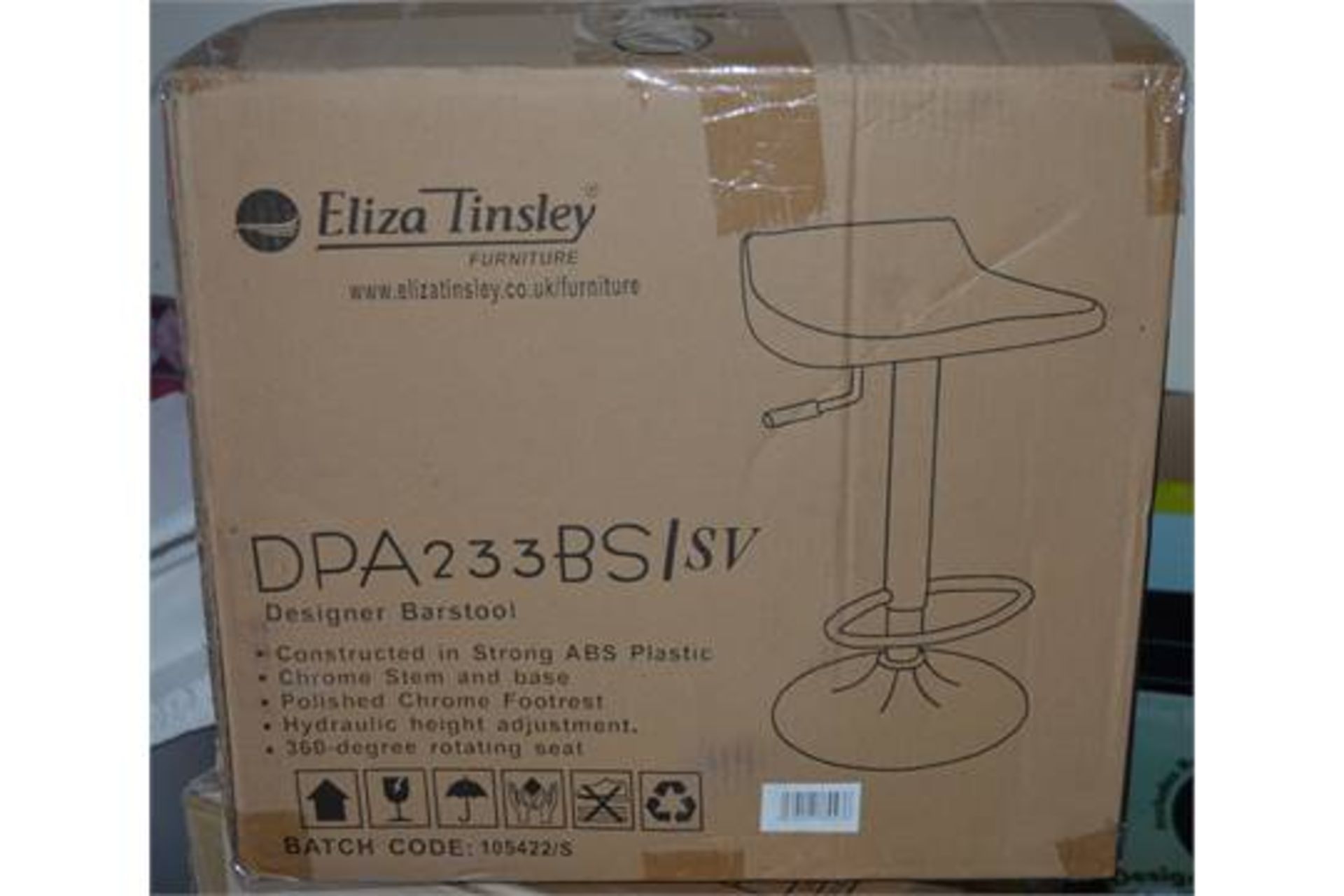 1 x Eliza Tinsley Designer Bar Stool - SILVER - Constructed in Strong ABS Plastic With Chrome Base - Image 2 of 2