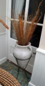 1 x Large Planter/Tub/Garden Plant Pot/Container/Vase With Stand - Also Includes Ornamental Twigs