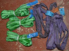 5 x Round Lifting Slings - Manufactured 2015 - EWL 2 Meter - WLL 1 Ton and 2 Ton - Ref: KH056 /