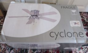 1 x Cyclone Ceiling Fan With Triple Halogen Light Kit - 106cm/42" - Unsued, In Original Box - Ref: