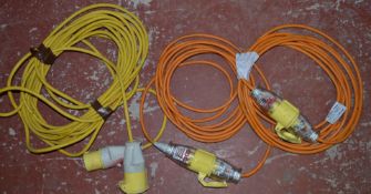 3 x 110v Extension Cables - Various Sizes - Ref: KH025 / SHD - CL168 - Location: Flintshire CH6