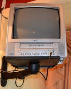 1 x Toshiba Colour Portable TV / VHS Video Combi With Arm Mount - Preowned - Dimensions: - Ref: