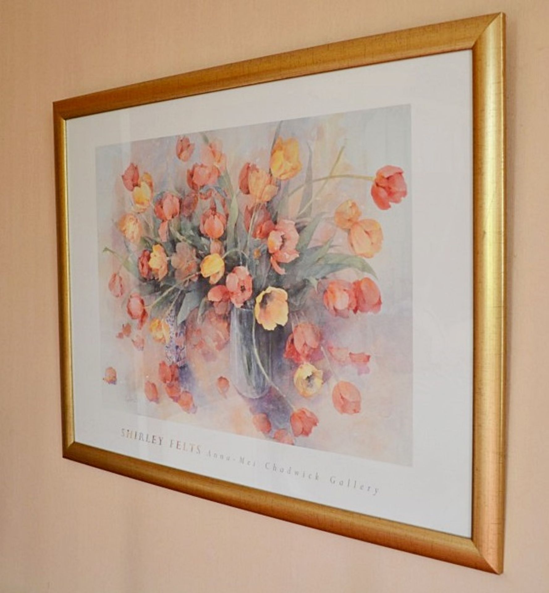 1 x Large Framed Floral Art Print - From A Clean Manor House Environment In Good Condition -