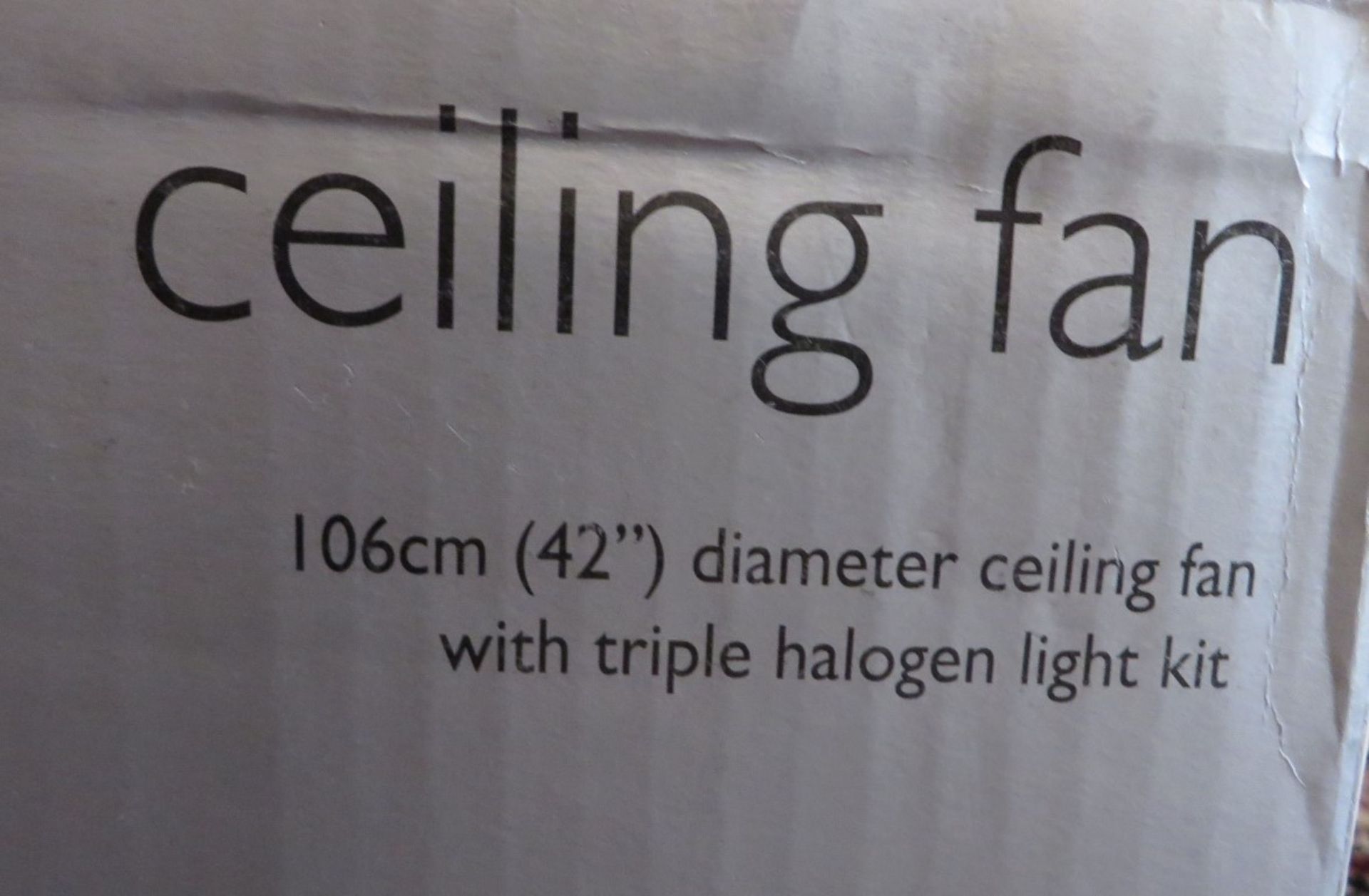 1 x Cyclone Ceiling Fan With Triple Halogen Light Kit - 106cm/42" - Unsued, In Original Box - Ref: - Image 3 of 5