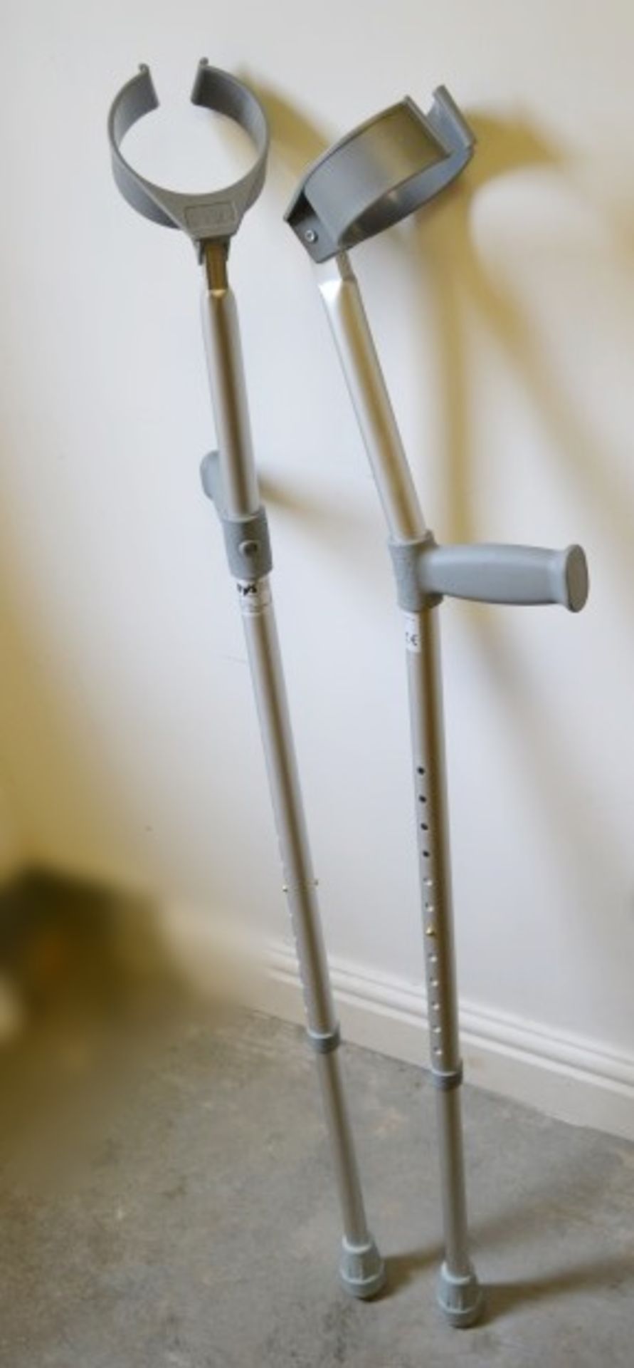 A Pair Of Standard Single Adjustable Elbow Crutches With Standard Grip (Model: Days 101) - Preowned,