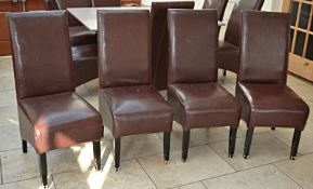 11 x Brown Faux Leather High Back Chairs - From A Country Hotel & Restaurant Environment -