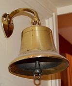 1 x Brass Bar Bell - Preowned In Good Condition - Dimensions: H20cm, Diameter 19cm - Ref: KHF238 /