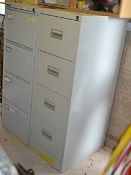 A Pair Large Metal Filing Cabinets - Both Empty, Without Keys - Dimensions: H134 x W46 x D62cm -