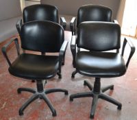 4 x Faux Leather Black Adjustable Gas Lift Chairs - From A Country Hotel & Restaurant