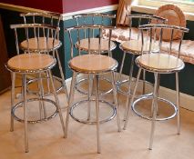 6 x Bar Stools - From A Clean Manor House Environment In Good Condition - Dimensions: H96 x W42 x