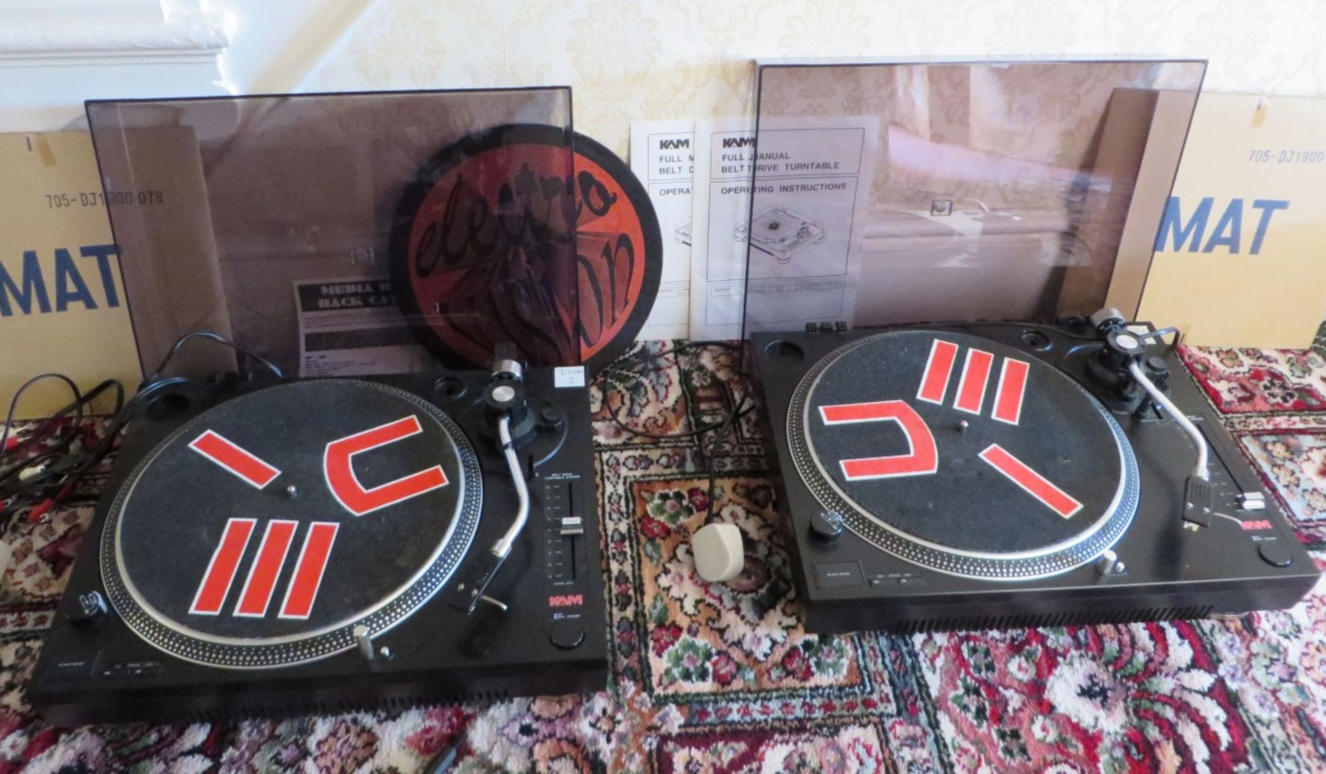 A Pair Of KAM Branded Full Manual Belt Drive Turntables / Decks - Both Preowned In Working Condition