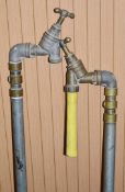 2 x Brass Garden Taps With Upright Fittings - Approx Height 106cm - Ref: KH009 / SHD - CL168 -