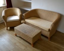 3-Piece Wicker Furniture Set - Includes Sofa, Chair And Table As Shown - From A Clean Manor House