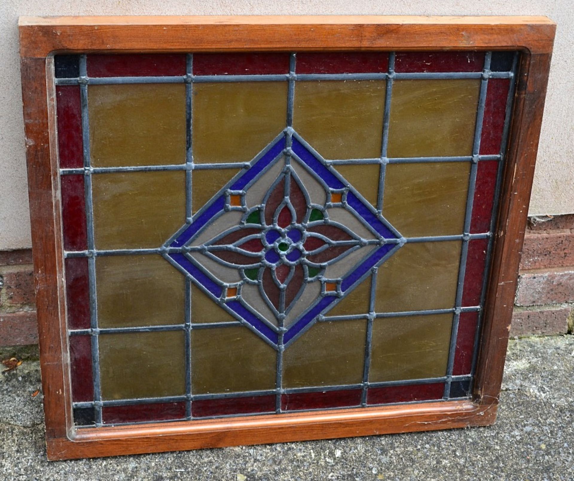 1 x Stain Glass Window In Square Wooden Frame - Dimensions: 64 x 65.5cm - Ref: KH207 / SHD - CL168 - - Image 3 of 3