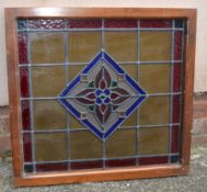 1 x Stain Glass Window In Square Wooden Frame - Dimensions: 64 x 65.5cm - Ref: KH207 / SHD - CL168 -