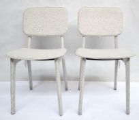 A Pair Of LIGNE ROSET Feutre Nacre "FELT" Dining Chairs In Cream/Grey - Dimensions: H87 x 46 x 46cm,