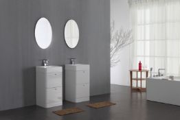 1 x Stylish Bathroom Oval Mirror 45 with top light - A Grade
