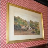 1 x Large Framed Watercolour Painting, Entitled "On The River Conway" By G V Sheriff - From A