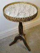 1 x Antique Marble Topped Table / Plant Stand - Features A Bronze Docoratieve Trim- From A Grade