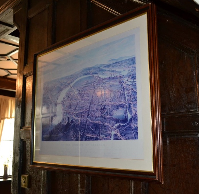 1 x Framed Print Featuring A Mid 19th Century Overhead View Of Chester Inscribed "To The Citizens Of - Image 2 of 3