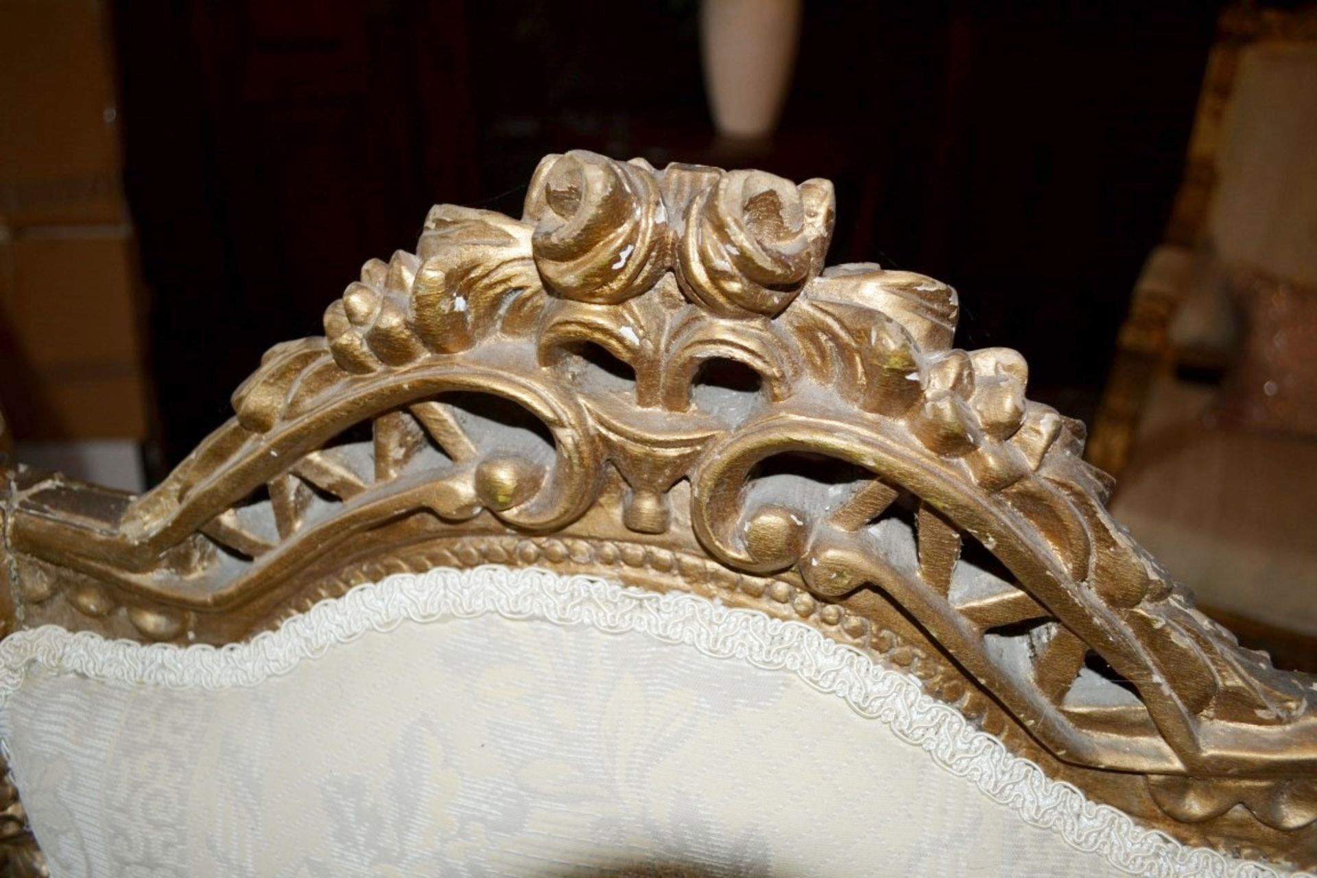 1 x Period Gold Gilt Armchair - Upholstered In A Rich Cream Fabric - From A Grade II Listed Hall - Image 8 of 9